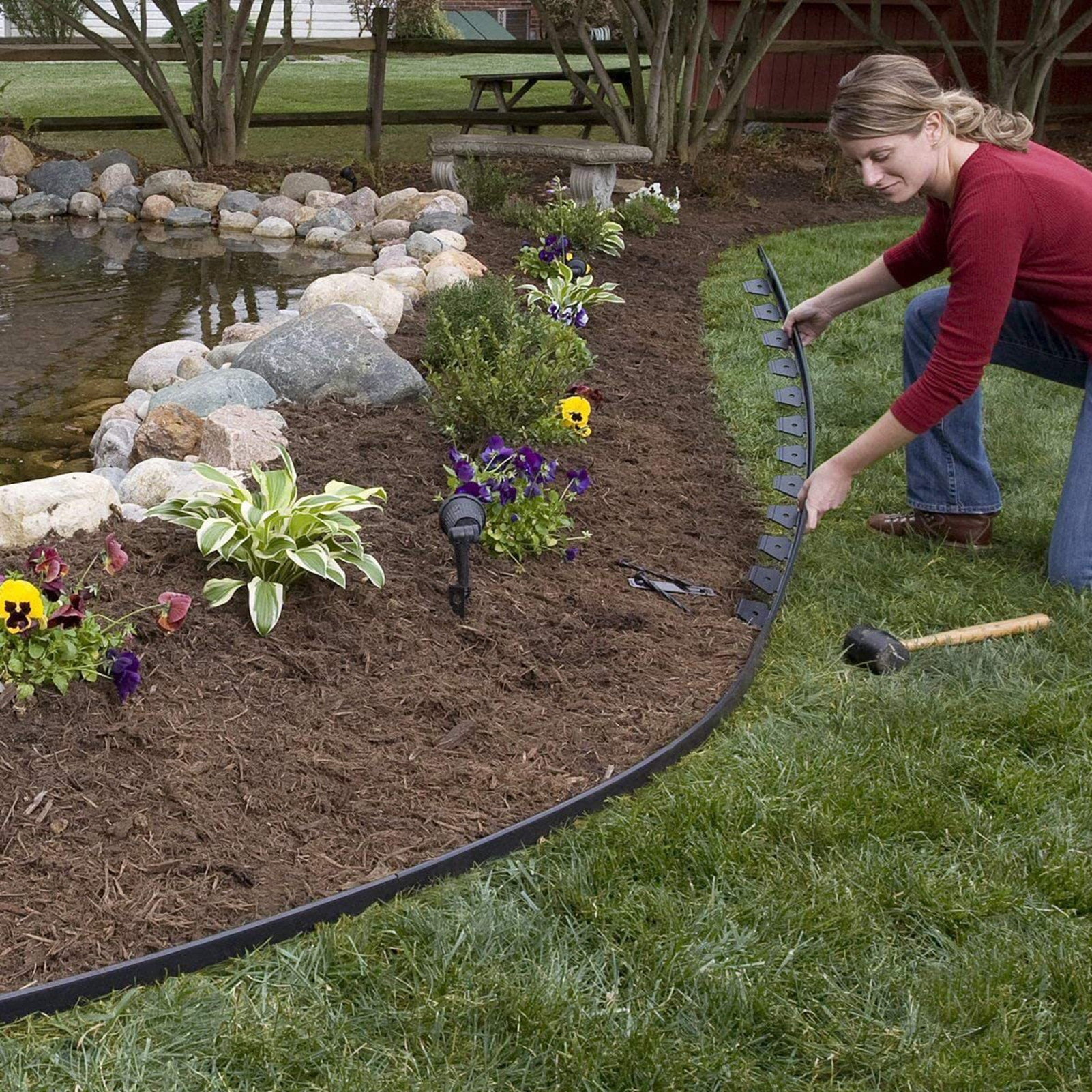 Lchentee Isolation Edging L shaped Lawn Fence Set for Weather Resistant