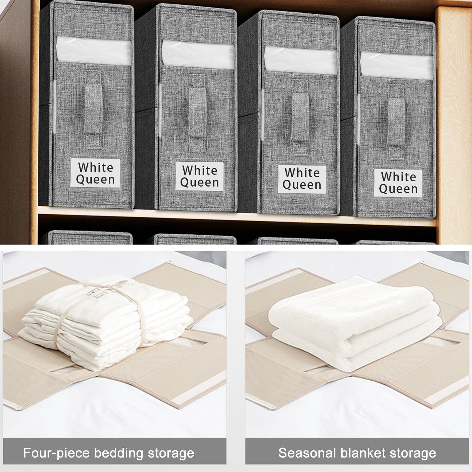 Furnhome 6-Pack Foldable Sheet Organizer Boxes - Closet Storage For King Queen Full Twin Bedding