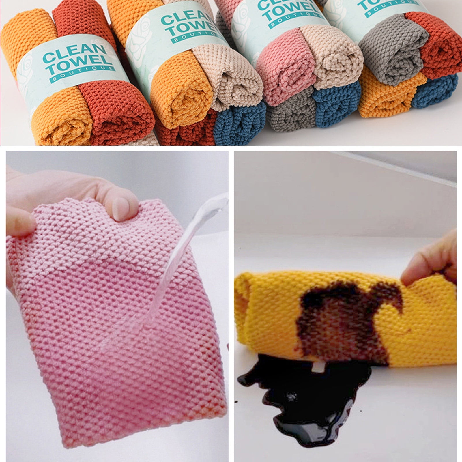 Lchentee Wiping Rag Cleaning Cloth Set Anti grease Efficient Strong Adsorption Microfiber Glass