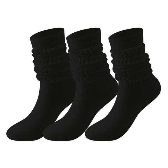 LckLvx 3 Pairs Women Slouch Socks Soft Comfy Mid Calf Boot Socks Solid Color Knit Long Scrunch Socks