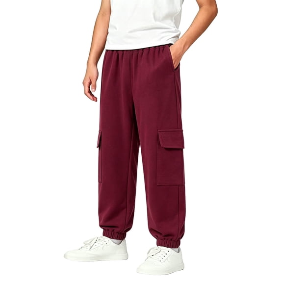 LckLvx Boys Cargo Pants Elastic Waist Jogger Pants with Multi Pockets School Daily Sweatpants