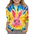 thumbnail image 1 of LckLvx Cute Tops for Girls Easter 3/4 Sleeve Shirts Casual Stretch Graphic Print Tee Tops 3-12 Years, 1 of 5