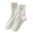 thumbnail image 1 of LckLvx Fuzzy Socks For Women Winter Warm Soft Fleece Home Sleeping Socks Cute Embroidered Heart Print Mid-Calf Socks, 1 of 4