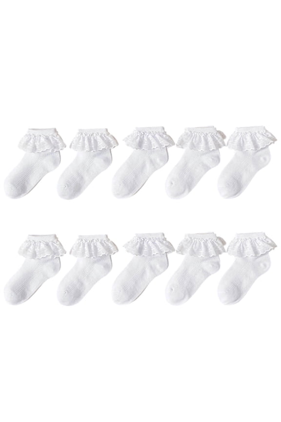 Girls Crew Socks Dressy School Dailywear Comfy Breathable Seamless Thin Cotton Socks 3-16 Years
