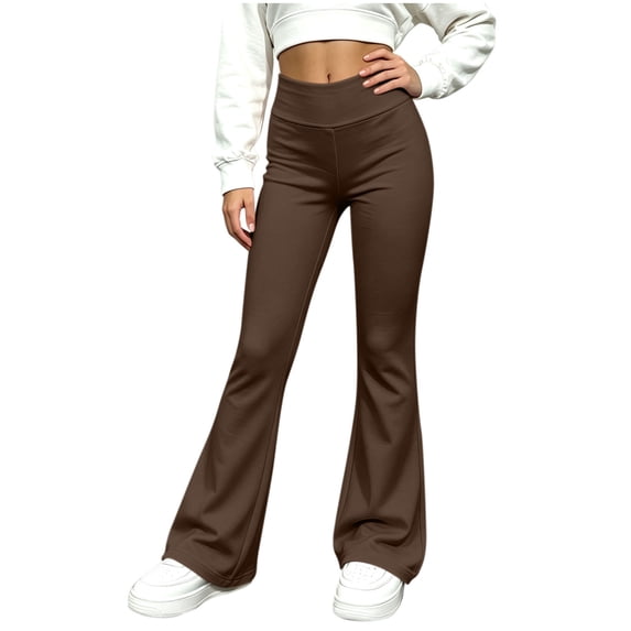 LckLvx Girls Flare Leggings Elastic Waist Stretchy Casual Pants Plain Athletic Yoga Dance Activewear
