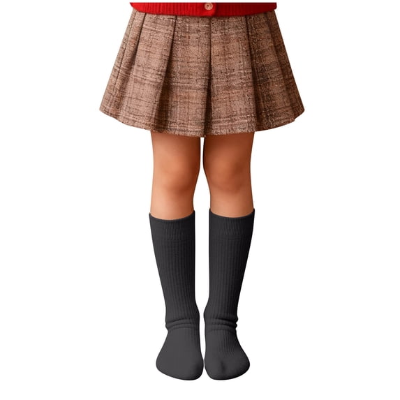 LckLvx Girls Long Socks Solid Color School Uniform Breathable Stretchy Knee High Cotton Socks 0-12 Years
