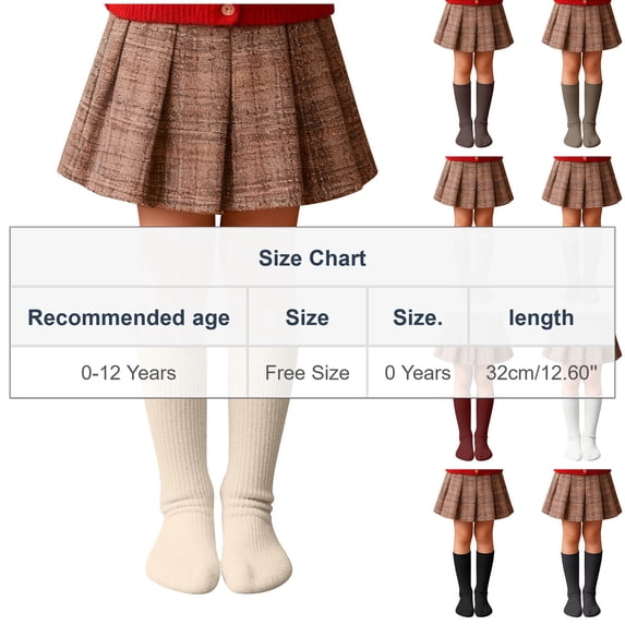 LckLvx Girls Long Socks Solid Color School Uniform Breathable Stretchy Knee High Cotton Socks 0-12 Years