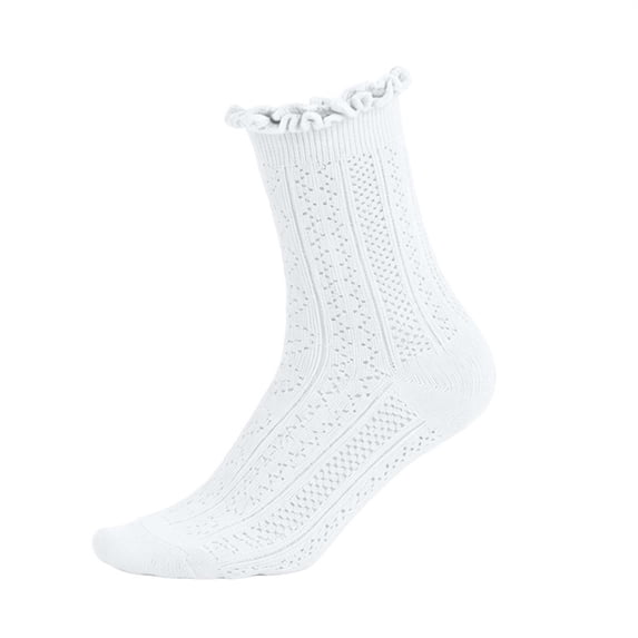 LckLvx Girls Socks Breathable Ruffle Mesh Crew Socks School Uniform Ankle Socks 1-12 Years