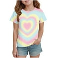 thumbnail image 1 of LckLvx Kids Short Sleeves T-Shirt Tie Dye Heart Graphic Valentine Tee Tops Casual Crewneck Shirts, 1 of 6