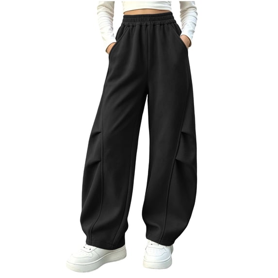 LckLvx Kids Sweatpants Wide Leg Elastic Waist Pleated Athletic Running Pants with Pockets for Boys Girls