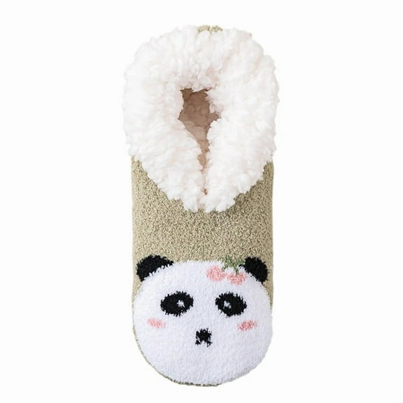 LckLvx Slipper Socks for Women Cute Print Warm Fleece Lined Non-Slip Thermal Socks Winter Fuzzy House Socks