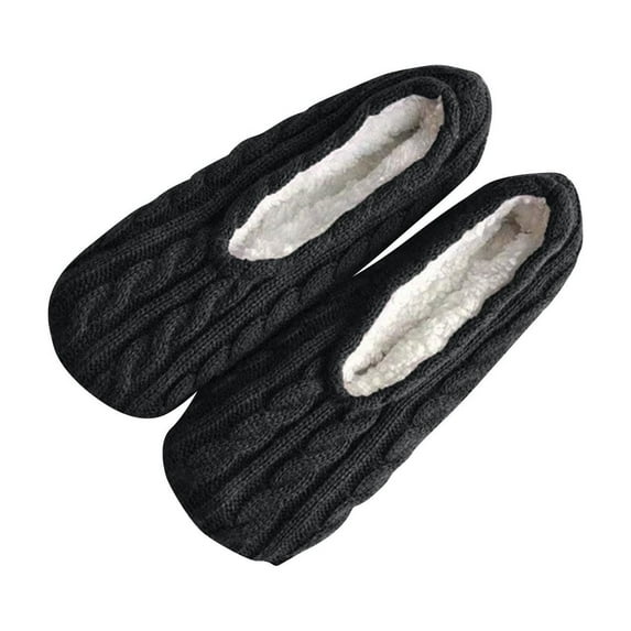 LckLvx Slipper Socks for Women Non-Slip Thick Warm Fleece Lined Home Socks Cable Knitted Fuzzy House Slippers