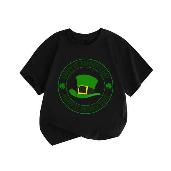 LckLvx St.Patrick's Day Shirt for Boys Girls Shamrock Graphic Crew Neck Short Sleeve Cotton T-Shirts,1-12Y