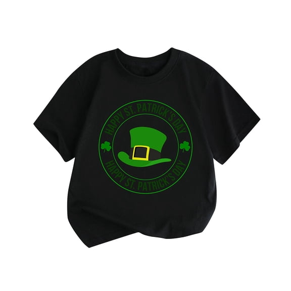 LckLvx St.Patrick's Day Shirt for Boys Girls Shamrock Graphic Crew Neck Short Sleeve Cotton T-Shirts,1-12Y