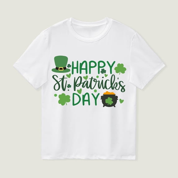 LckLvx St.Patrick's Day Shirt for Boys Girls Shamrock Graphic Crew Neck Short Sleeve Cotton T-Shirts,1-12Y