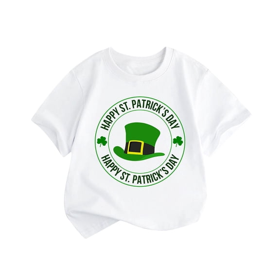 LckLvx St.Patrick's Day Shirt for Boys Girls Shamrock Graphic Crew Neck Short Sleeve Cotton T-Shirts,1-12Y