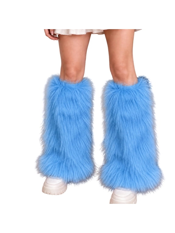 Women’s Fuzzy Leg Warmers Solid Color Fleece Warm Leg Covers Soft Stretchy Winter Plush Leg Warmers