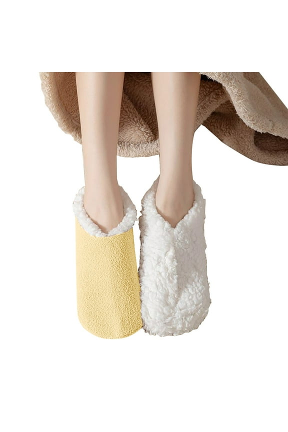 Women's Soft Slipper Socks with Grippers Non-Slip Fleece Lined Double Sided Reversible Fuzzy Home Socks