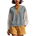 thumbnail image 1 of LckLvx Women's Sweatshirt Ruffle Long Sleeve Button Up Patchwork Tops Fall Travel Outfits, 1 of 6