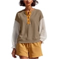 thumbnail image 1 of LckLvx Women's Sweatshirt Ruffle Long Sleeve Button Up Patchwork Tops Fall Travel Outfits, 1 of 6