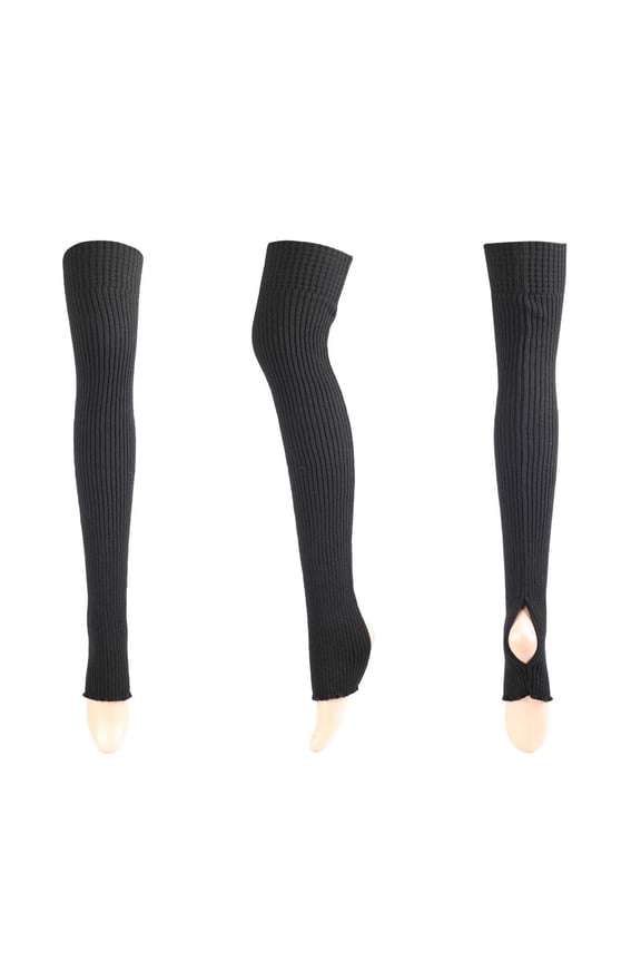 Women's Thigh High Socks Ribbed Knit Non-Slip Over Knee Footless Stockings Warm Dance Yoga Long Socks