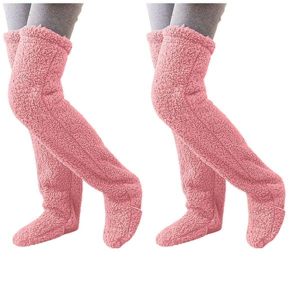 LckLvx Womens Fuzzy Leg Sock Slippers Over the Knee High Fleece Slipper Winter Indoor Sleeping Long Leg Warmers