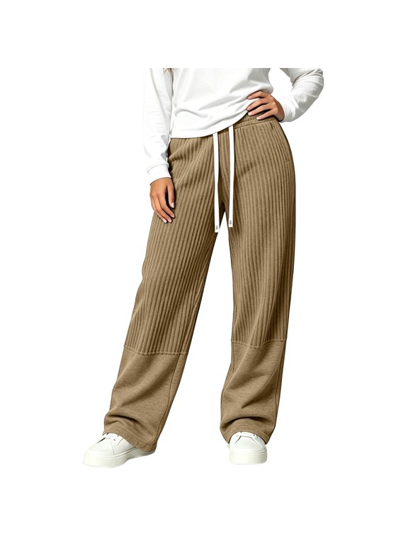 Womens High Waisted Sweatpants Wide Leg Patchwork Pants Outdoor Casual Clothes