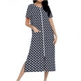 thumbnail image 1 of LckLvx Womens Sleep Robes Zip Front Short Sleeve Print Loose Long Nightgowns with Pockets Loungewear Housecoat, 1 of 7