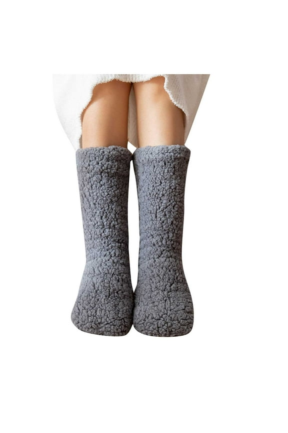 Womens Winter Fuzzy Slipper Socks with Gripper Non-Slip Thick Fleece Indoor Home Socks Soft Floor Socks