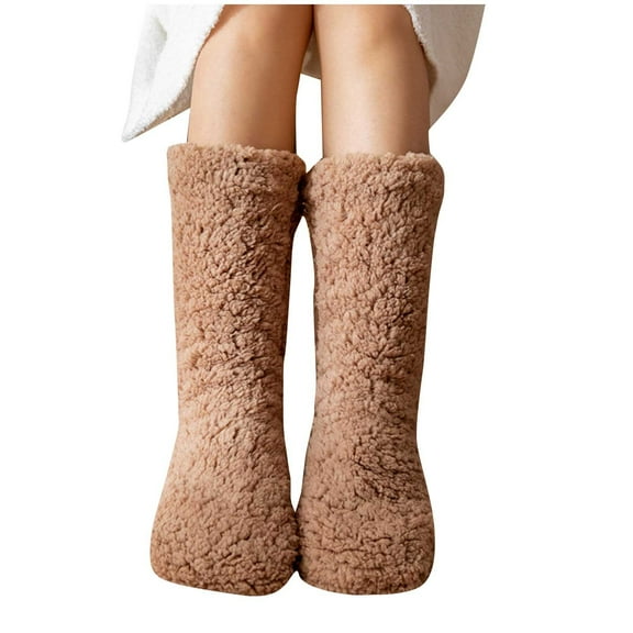 LckLvx Womens Winter Fuzzy Slipper Socks with Gripper Non-Slip Thick Fleece Indoor Home Socks Soft Floor Socks