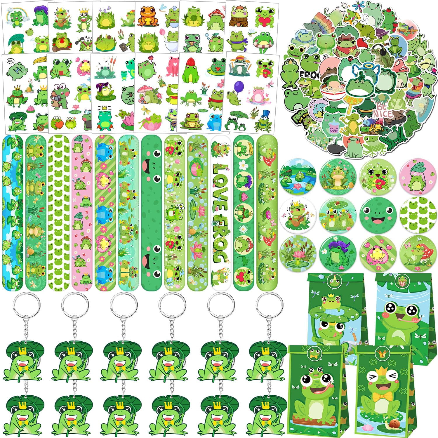 Lcnjscgo 110 PCS Frog Party Favors, Frog Temporary Slap Bracelets ...