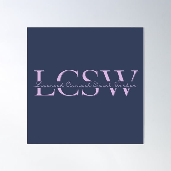 Lcsw | Blue & Pink Poster Wall Art, Modern Wall Decor, 24x24 UNFRAMED