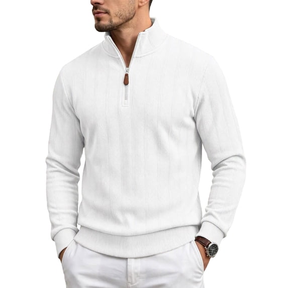 Lcvrioyc Mens Quarter Zip Pullover Casual Long Sleeve Tee Shirts Stand ...