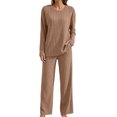 Lcvrioyc Pajamas for Women Set Soft Fall Winter Pjs Sets Ribbed 2 Piece ...