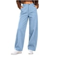 thumbnail image 1 of Lcvrioyc Wide Leg Pants for Women High Waisted Loose Pants Business Work Trousers with Pockets Fall Outfits(Blue,XX-Large), 1 of 7