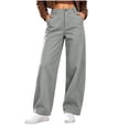 thumbnail image 1 of Lcvrioyc Wide Leg Pants for Women High Waisted Loose Pants Business Work Trousers with Pockets Fall Outfits(Gray,Small), 1 of 7