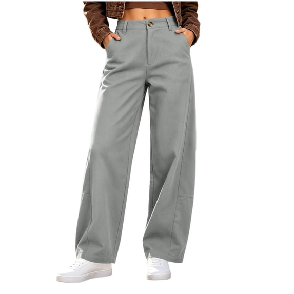 Lcvrioyc Wide Leg Pants for Women High Waisted Loose Pants Business Work Trousers with Pockets Fall Outfits(Gray,Small)