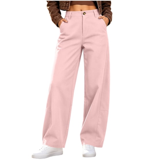 Lcvrioyc Wide Leg Pants for Women High Waisted Loose Pants Business Work Trousers with Pockets Fall Outfits(Pink,Medium)