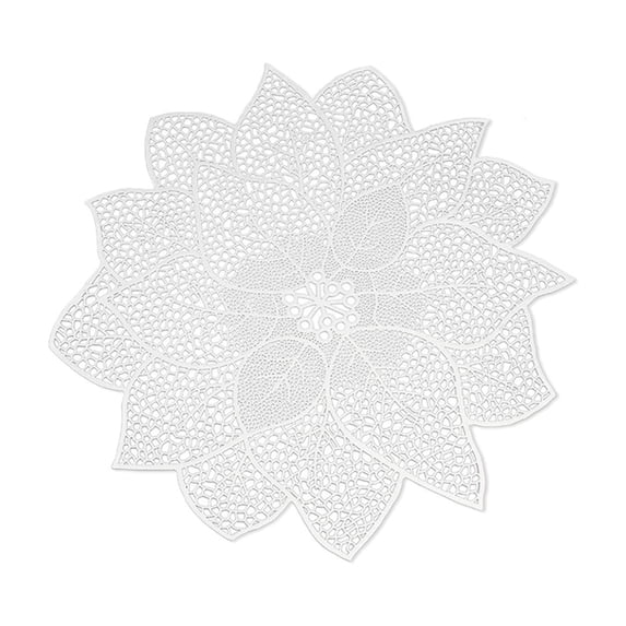 Lcxifdre 1-Pack Crochet Round Round Placemat, Pressed Hollow Table Mat, Non-Slip Lotus Placmat for Dining Table Decor Party Wedding Accent Centerpiece