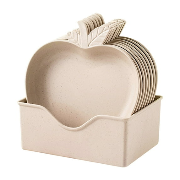 Lcxifdre 10-Piece Wheat Straw Plates Set with Holder, Small Dinner Plate Dessert Salad Plates for Appetizer Fruit Snack Salad, Plastic Dipping Soy Sauce Dish