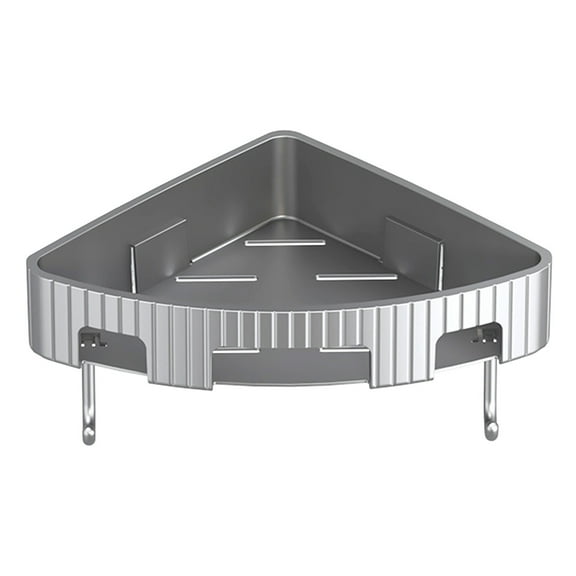 Lcxifdre Bathroom Shower Caddy Corner Rack, Wall Mounted Sturdy Shelf Organizer Shampoo Holder, Multi-Purpose Kitchen Spice Jar Corner Shelf, with 2 Bottom Hooks