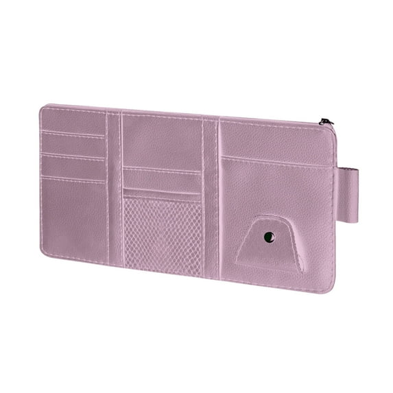 Lcxifdre Car Sun Visor Organizer, Multi-Function Faux Leather Storage Pocket Sun Visor Pouch, Eyeglasses Card Holder with Clip, Automotive Interior Accessories