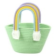 thumbnail image 1 of Lcxifdre Cotton Rope Basket with Handle, Handbag Picnic Basket Woven Bag, Portable Hand-Woven Storage Basket, for Toys Books Decorations Organizer & Display, 1 of 6