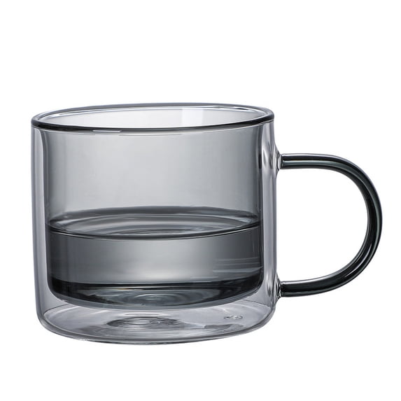 Lcxifdre Double Wall Glass Coffee Mug, High Borosilicate Glass Teacup with Heat Resistant Handle, Clear Water Cup for Office Espresso Latte Milk