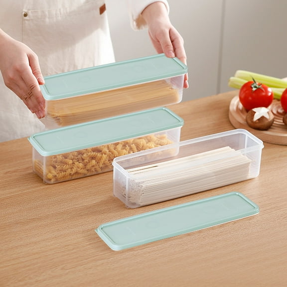 Lcxifdre Rectangular Pasta Container Noodle Food Storage Spaghetti Keeper Box, Airtight Clear Plastic Stackable Noodle Container with Lid, Bpa-Free