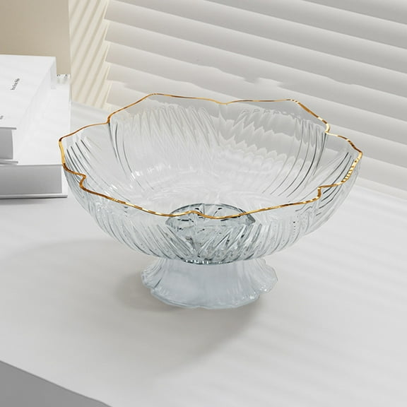 Lcxifdre ​​Transparent Plastic Fruit Bowl with Drain Holes & Non-Slip Base, Stackable Home Kitchen Tray, Snack Organizer Fruit Tray for Living Room Tabletop