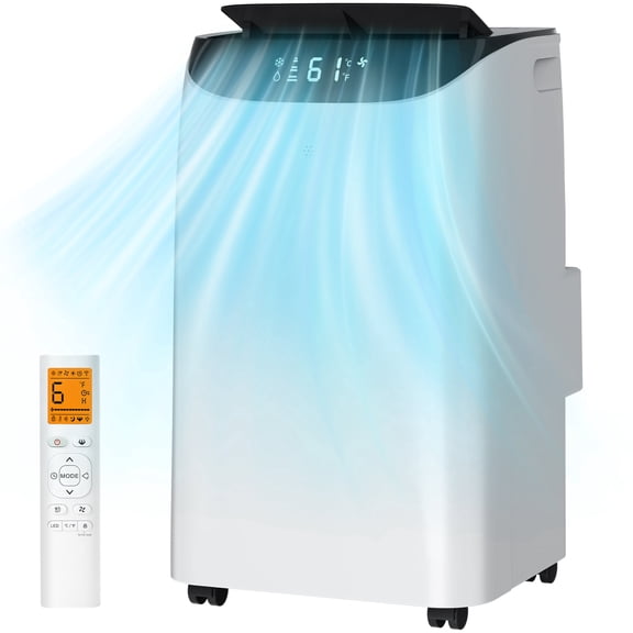 Lcxmtv Portable Air Conditioner 14000 BTU (10000 BTU DOE) Cools Room up to 700 Sq. ft, 3-in-1 AC Unit, Dehumidifier, Fan, Smart Floor Standing AC with Backlit Remote & DIY Window Kit