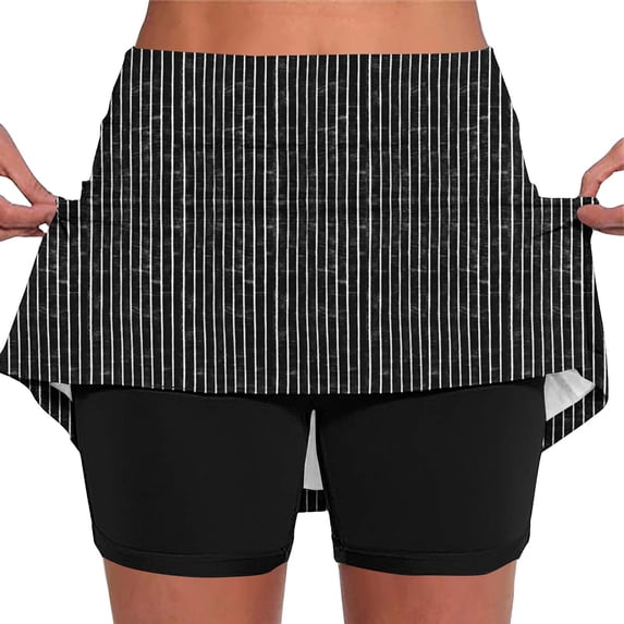 Lcziwo Athletic Shorts for Women High Waisted Stretchy Stripes Print Skirt Tennis Golf Workout Running Casual Skorts 2026 Hot Pink,XL
