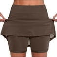 thumbnail image 1 of Lcziwo Athletic Skirts Women Tennis Running Workout Yoga Skorts Mid Waist Tummy Control Comfy Skirts Lightweight Solid Color Summer 2025 Skorts Bronze,XXL, 1 of 6