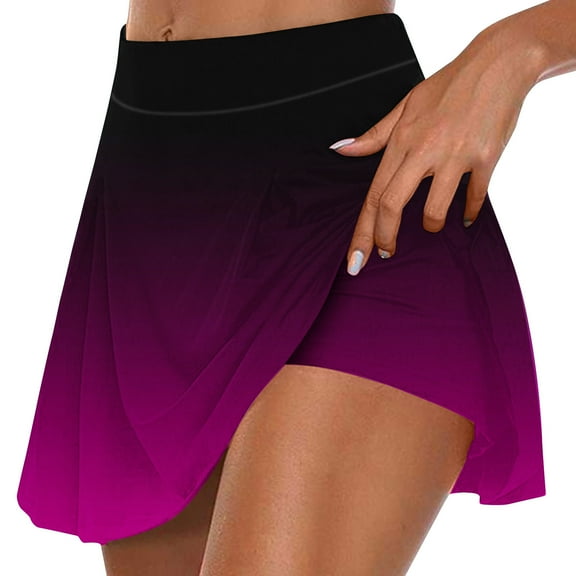 Lcziwo Athletic Skorts for Women Flowy Lightweight Stretchy Soft Skirts Running Yoga Workout Golf Gradient Skorts Casual Dressy Summer 2025 Skorts Purple,XL